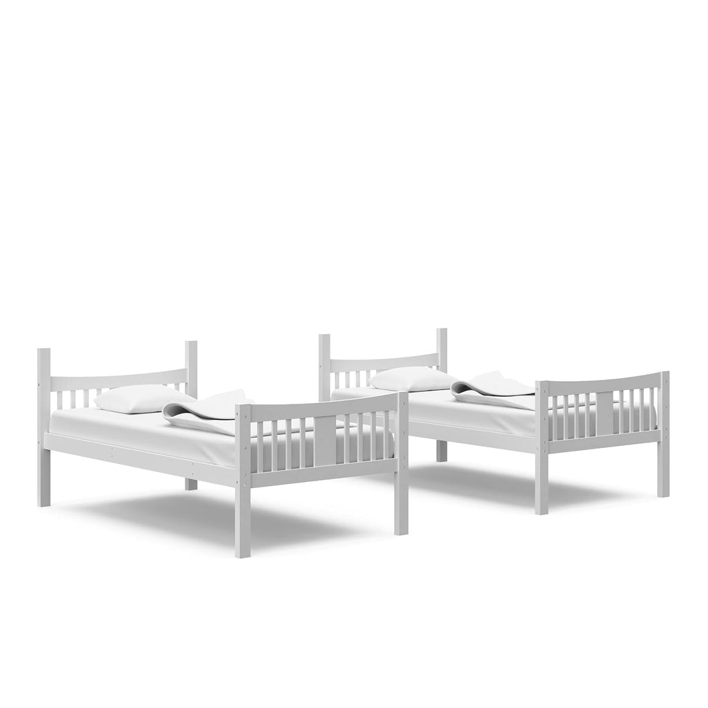 Storkcraft Caribou Bunk Bed Twin Over Twin Bunk Bed (White) - GREENGUARD Gold Certified, Twin Bunk Beds for Kids, Converts to 2 Individual Twin Beds, Bunk Beds for Kids