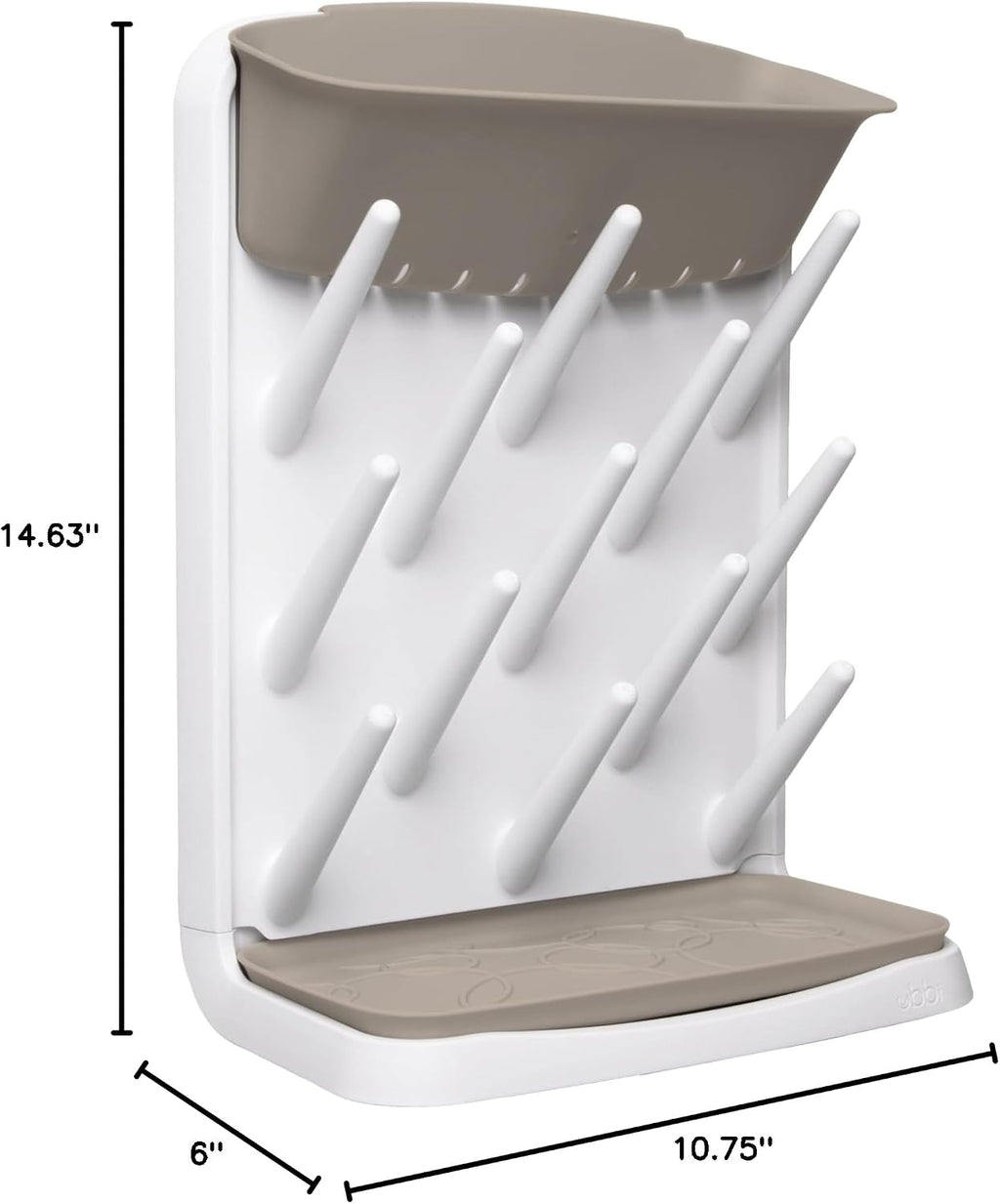 Ubbi Vertical Baby Bottle Drying Rack, Space Saving Countertop Drying Rack Baby Accessory, Taupe (Pack of 6)