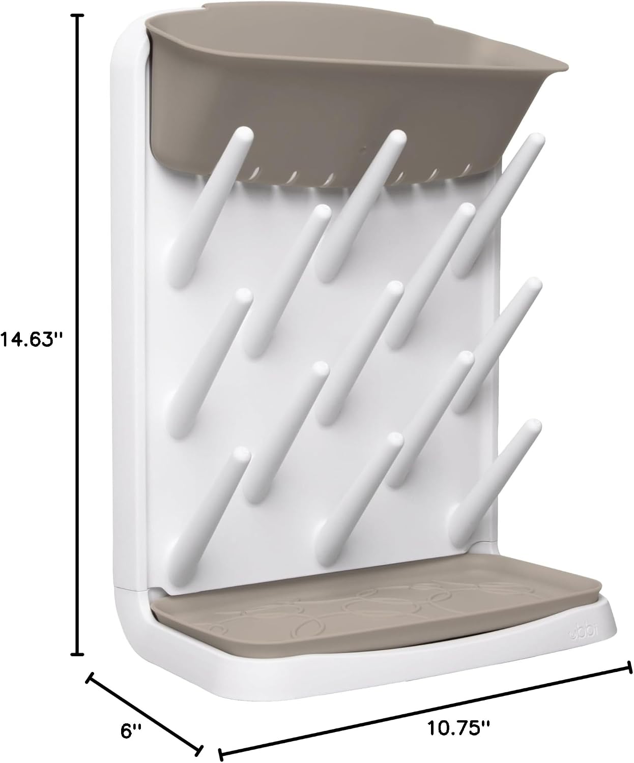 Ubbi Vertical Baby Bottle Drying Rack, Space Saving Countertop Drying Rack Baby Accessory, Taupe (Pack of 6)