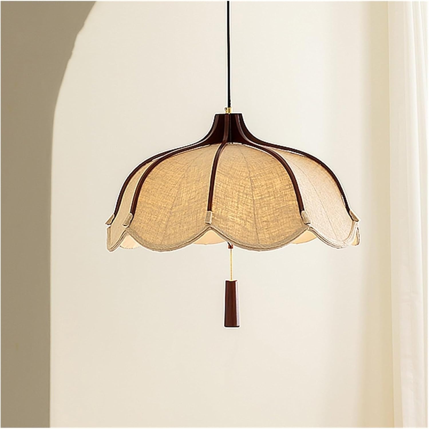 Chinese Style Wood Led Fabric Pendant Lights Dining Room Drop Chandelier Home Decor Led Lamparas Bedroom Luminarias