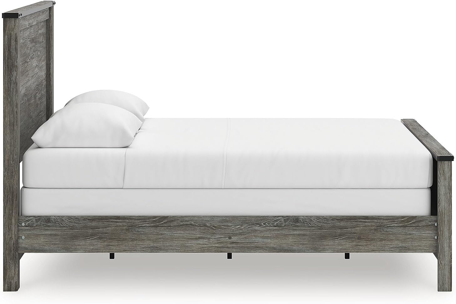 Signature Design by Ashley Frandern Industrial Panel Bed with Nailhead Accents, Foundation or Box Spring Needed, Queen, Gray