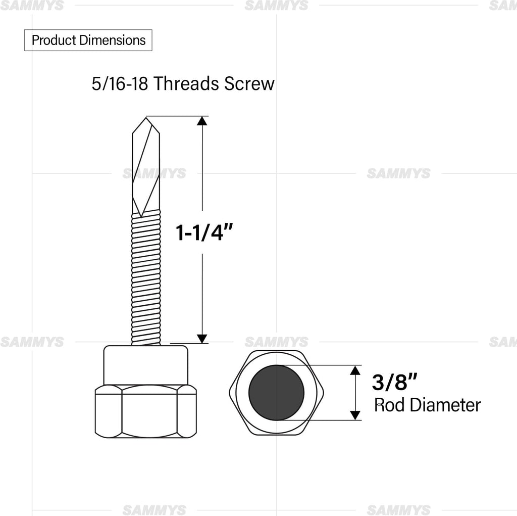 Everflow Sammys 8039957-100 DSTR 516 3/8 Inch Screw Vertical Threaded Rod Anchor Designed for Steel Structure, Steel, Electro-Zinc, Corrosion Resistance 5/16-18 x 1-1/4 Inch Screw Length (Pack of 100)