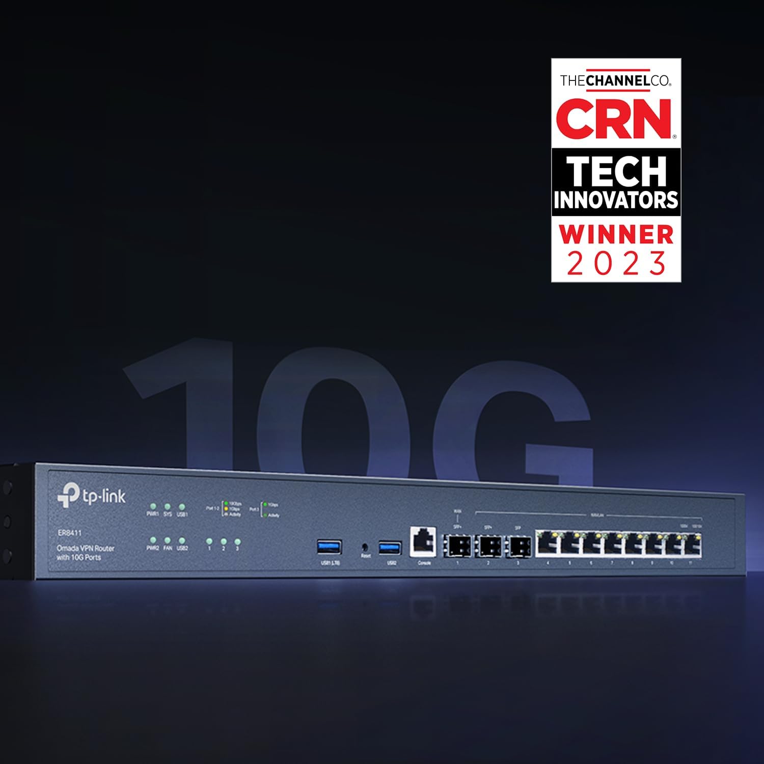 TP-Link ER8411 Enterprise Wired 10G VPN Router - Up to 10 WAN Ports, High Network Capacity, SPI Firewall, Support Omada SDN, Load Balance, Lightning Protection, 5 Yr Manufacturer Warranty, Dual-Band