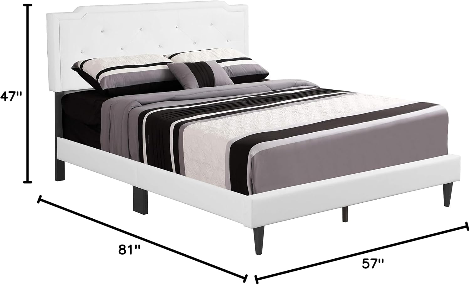Glory Furniture Deb Upholstered Bed, Full, White