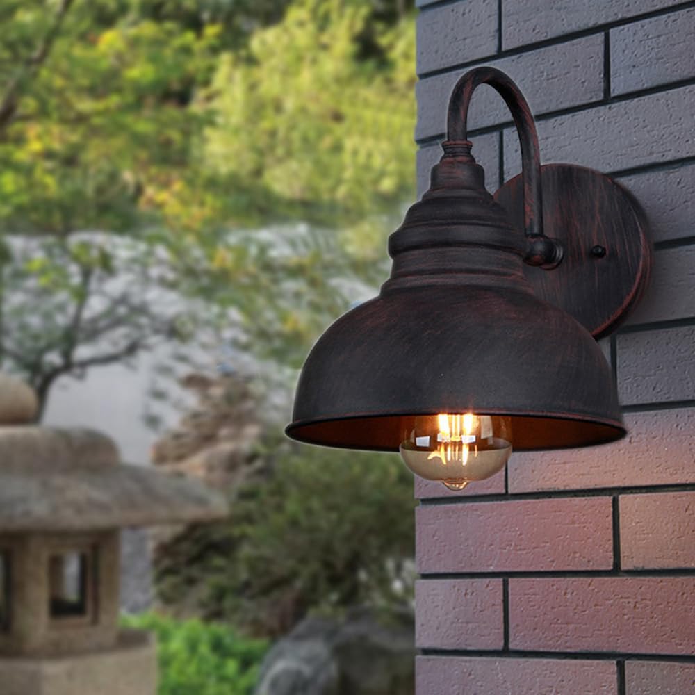 Aplique de pared Exterior Vintage de Cuello de cisne E26/E27, apliques de Hierro inoxidable, luminarias impermeables Amen, para puerta o terraza Exterior.