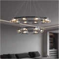 Black Led Pendant Lights Luxury Dining Room Gray Glass Chandelier Indoor Lighting Suspend Lamp Luminarias,Household