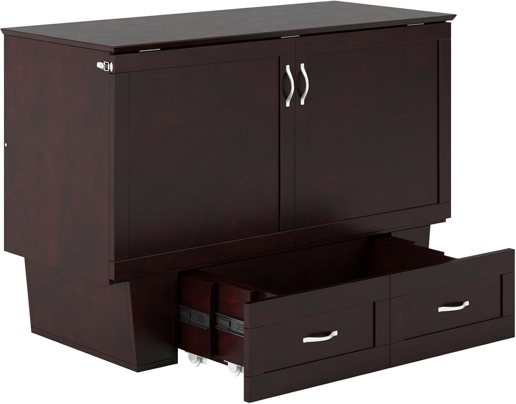 AFI, Monroe Full Murphy Bed Chest with 6' Mattress, Storage Drawer & Built-in USB Charger, Espresso