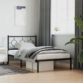 Metal Bed Frame with Headboard Black Twin Size 39.4'x78.7' Sturdy Steel Platform Bed Frame Underbed Storage Space for Bedroom Furniture
