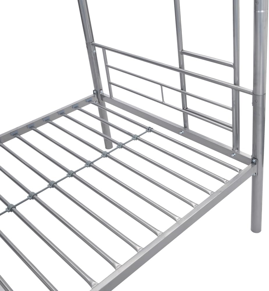 BUNK Bed Pink Twin Over Twin (Silver + Metal-1)