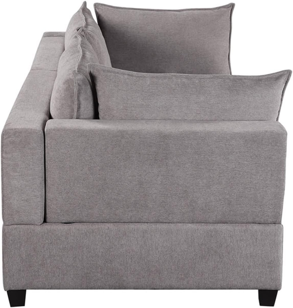 Daesar 2 Piece Couch Set, Wood Frame, Light Grey Fabric Loveseat Sofa Living Room Set Furniture for Small Space, Bedroom, Studio, Apartment