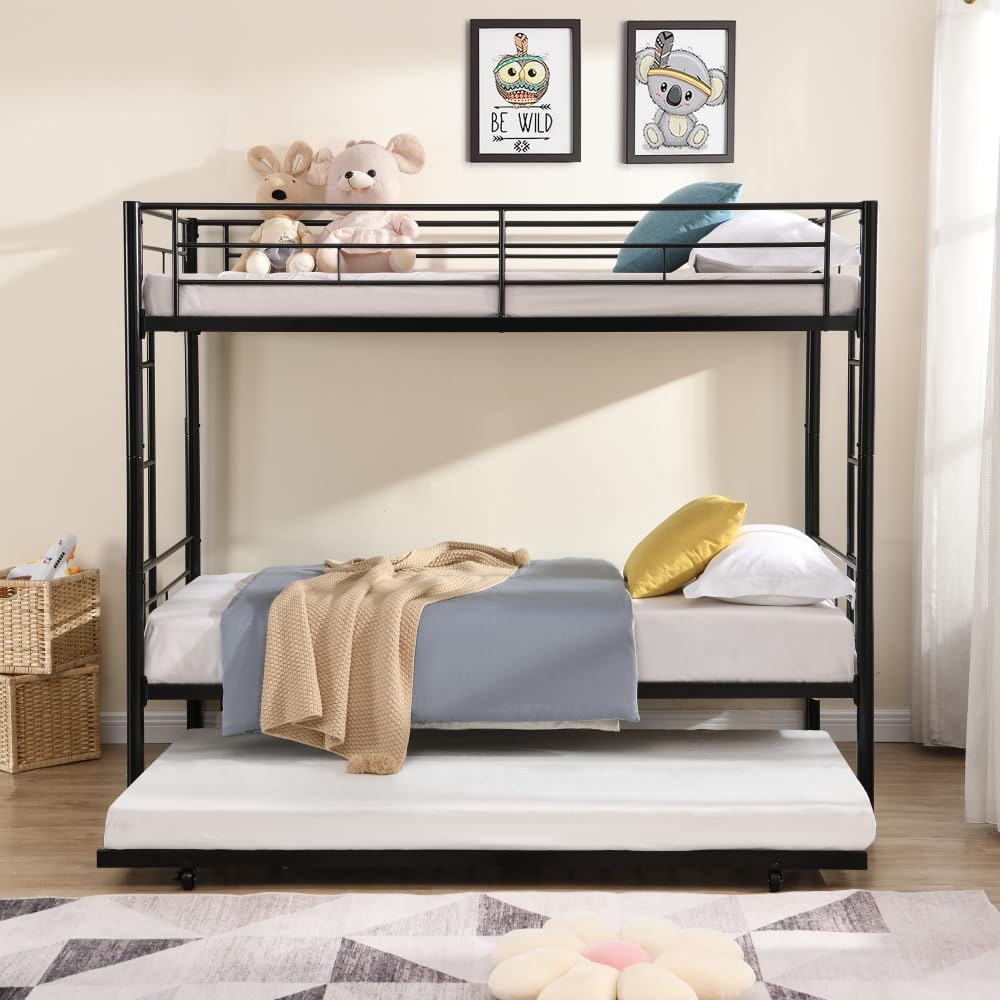 BUNK Bed Pink Twin Over Twin (Black + Metal-1)