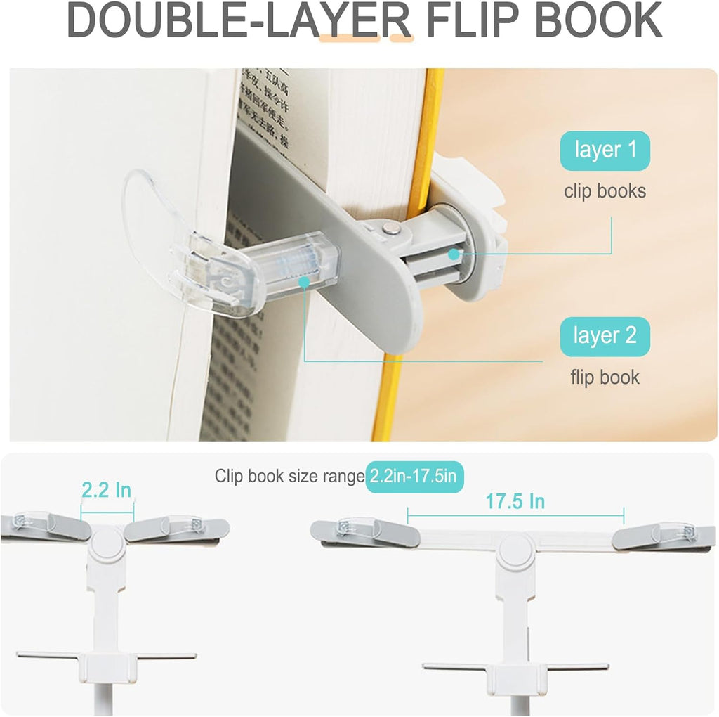 Tablet Floor Stand Holder with Clip, Book Stand for Reading, Cantilever Light with Remote Control, T-Shaped Foldable Hands Free,2