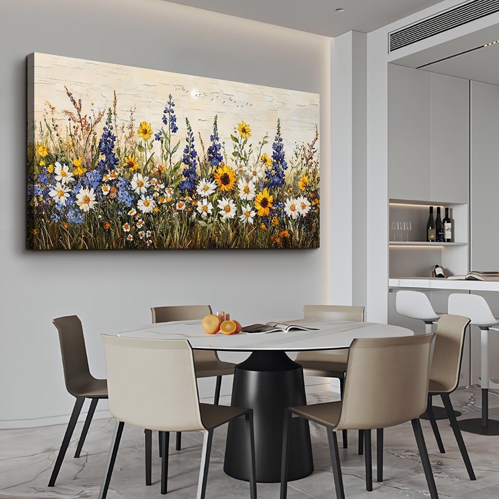 ERQINHUA Farmhouse Wall Decor For Living Room Large Canvas Wall Art For Bedroom Office Decorations Boho Wall Paintings Flowers Watercolour Pictures Printing Artwork Ready To Hang Home Decor 30'X60'