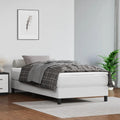 Twin Bed Frame White Faux Leather Platform Bed with Sturdy Legs and Plywood Slats, Easy to Clean Upholstered Bedframe for Bedroom Furniture