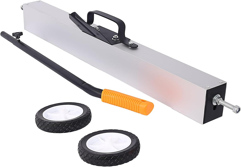 36'' Magnetic Sweeper with Quick Release Handle 30 lb Capacity Rolling Magnet Heavy Duty Push-Type Pick-Up Sweeper with 7 Inch Wheels for Nails Screws Metal Debris Black and Silver