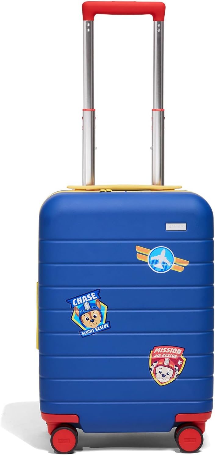 Away PAW Patrol Kids Carry On Luggage, Lightweight Rolling Suitcase for Children, TSA-Approved, Spinner Wheels, Travel Suitcase for Toddlers & Kids, Chase Badge Blue