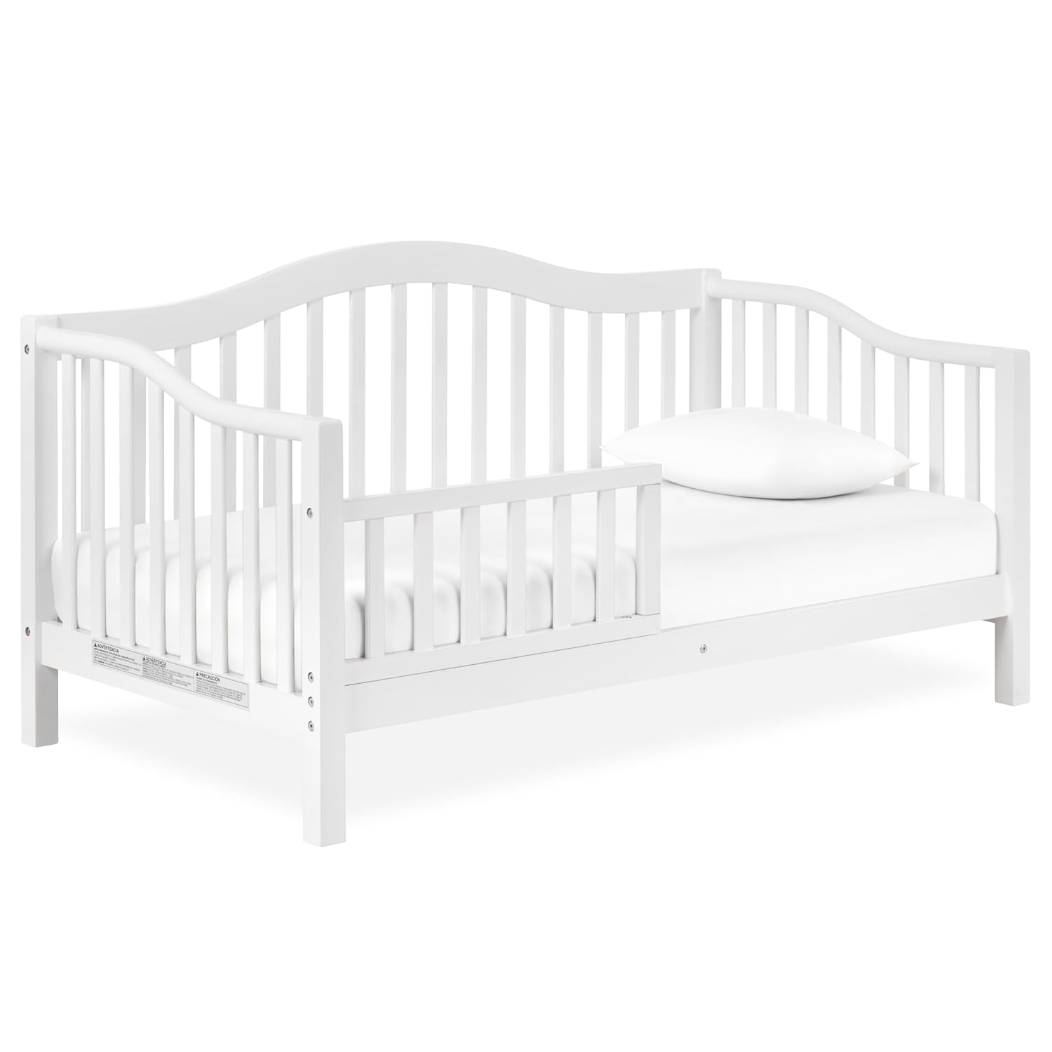 Dream On Me Austin Toddler Day Bed with Rails in White, Low to Floor Toddler Day Bed, Greenguard Gold & Baby Safety Alliance Certified, Non-Toxic Finishes, Side Safety Guard Rail