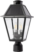 LUTEC Outdoor Solar Lamp Post Light with Motion Sensor, 400 Lumen Dusk to Dawn Waterproof Pole Light Head with Three Modes, Exterior Black Solar Powered Fence Post Light Fixtures for Outside
