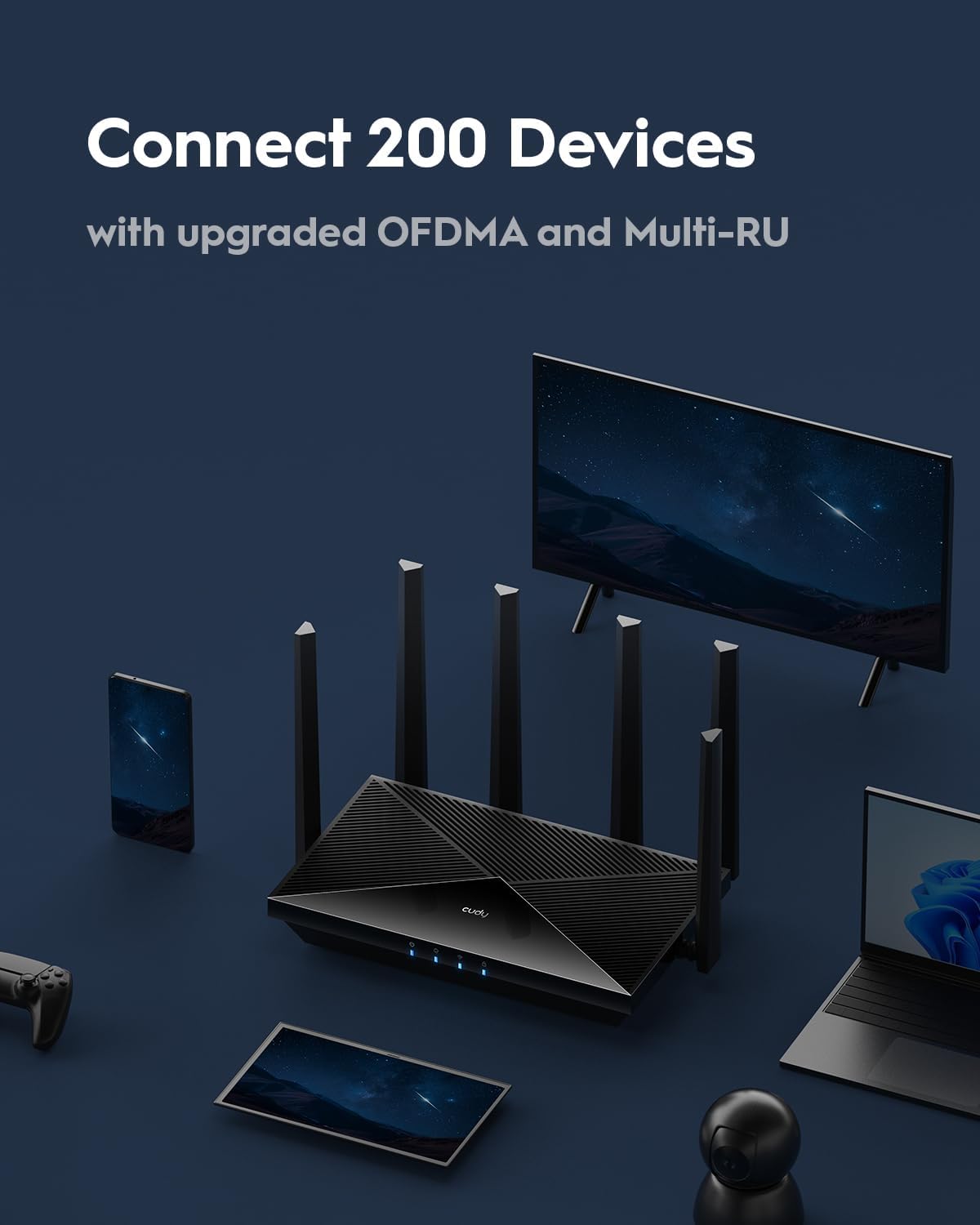 Cudy Tri-Band WiFi 7 BE11000 Router, 6-Stream 10 Gbps, 4 × 2.5G Ports, Up to 11000Mbps, VPN Server and Client, Cudy APP and Mesh, 6 × High-gain Antennas, WR11000 (Renewed)