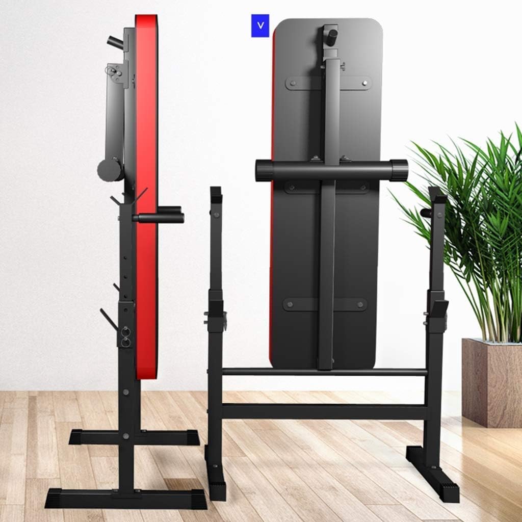 Rack with Dumbbells Weight Lifting Bed Home Barbell Squat Set Folding Bench Bench Stool Fitness Equipment Multifunction Bench Rack Bench,104 * 67 * 100cm|Black