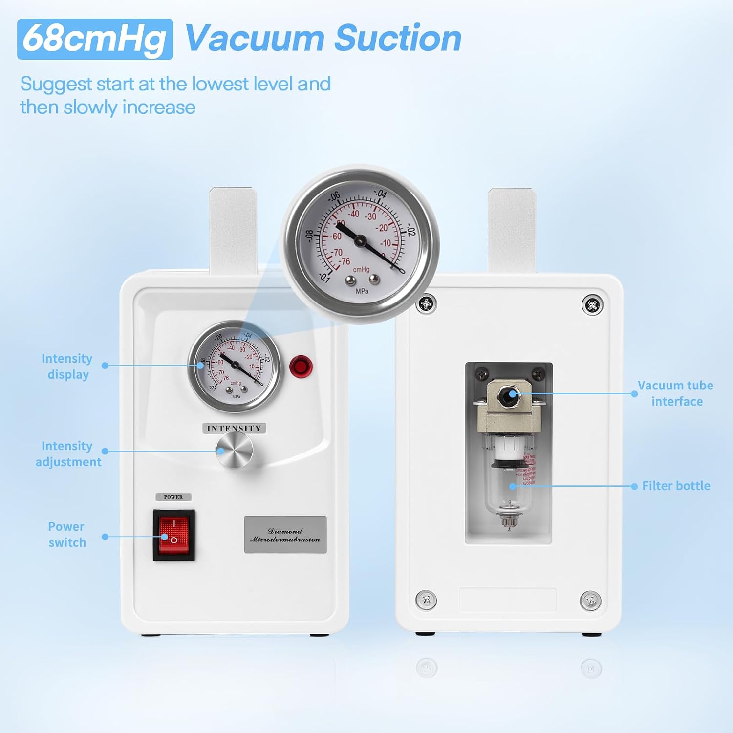 Diamond Micro Dermabrasion Machine, Yofuly Professional Dermabrasion Machine, Salon Home Use Facial Skin Care Device, 0-68cmHg