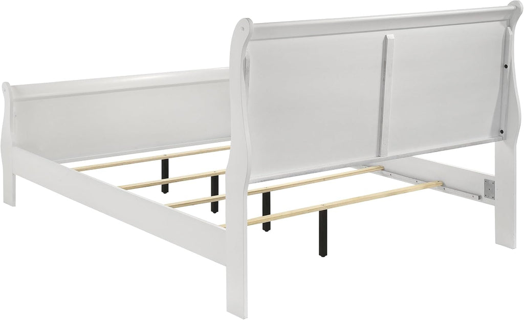 Coaster Home Furnishings Louis Philippe Traditional Wood Queen Size Sleigh Bed Frame 47-inch Headboard White 202441Q | Traditional Wood