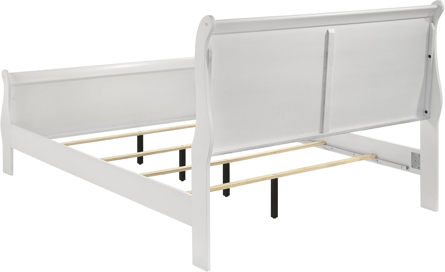 Coaster Home Furnishings Louis Philippe Traditional Wood Queen Size Sleigh Bed Frame 47-inch Headboard White 202441Q | Traditional Wood