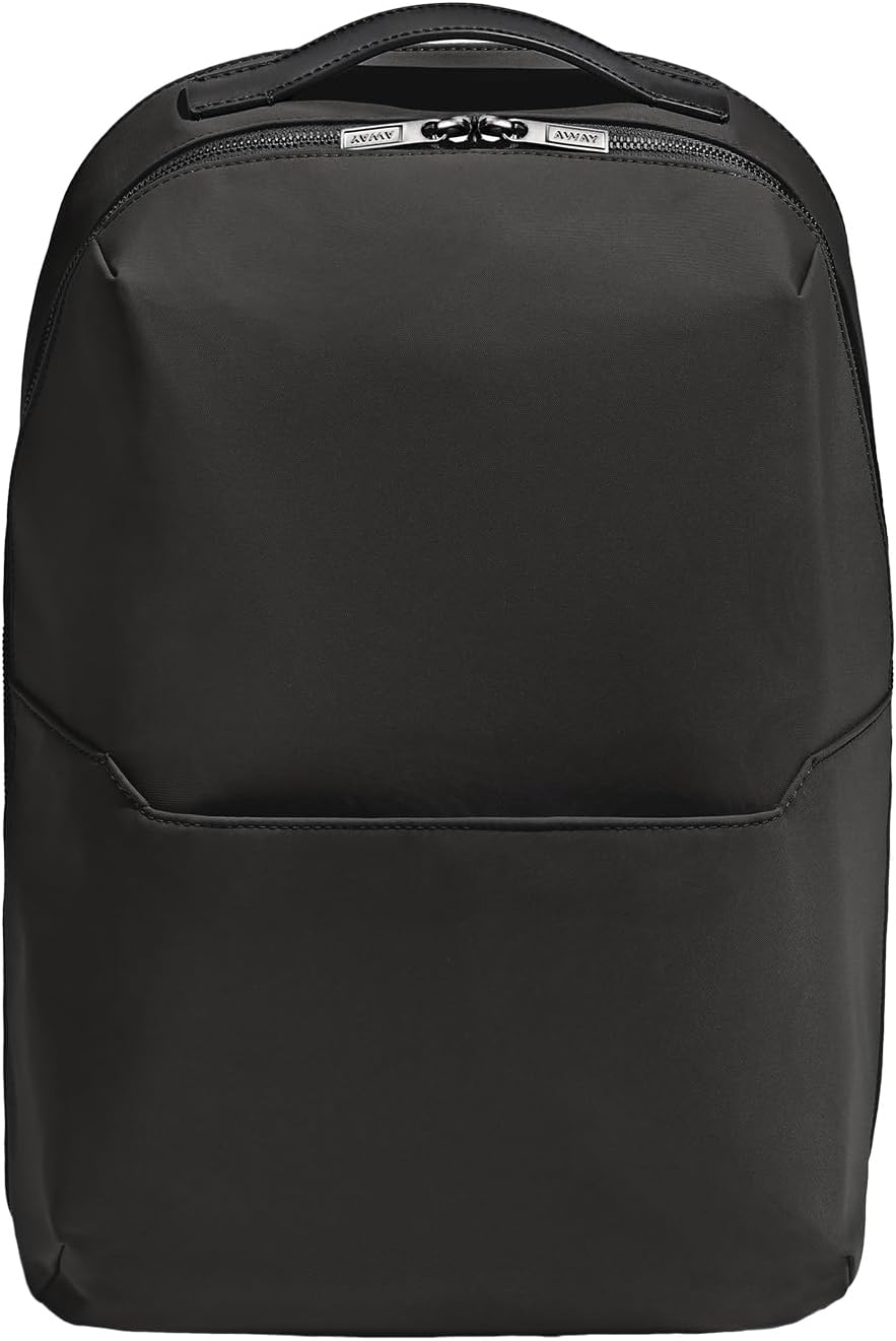 Away The Everywhere Zip Backpack - Personal Item Airline Approved Backpack with 16' Padded Laptop Sleeve, Water Bottle Pocket, Interior and Exterior Pockets - Fits Up to 16-Inch Laptops - Jet Black