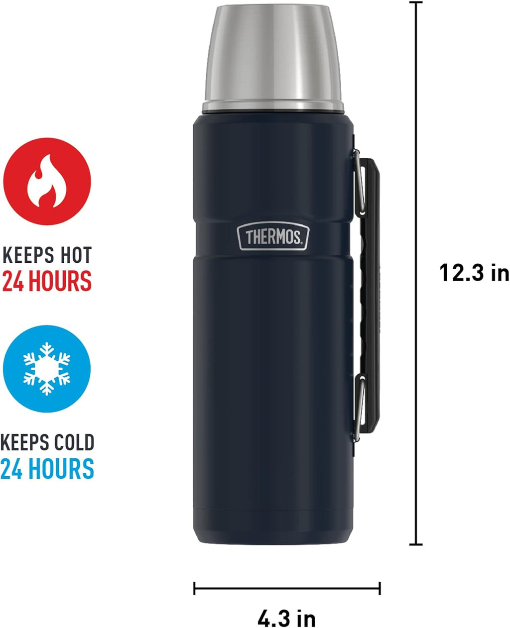 THERMOS Stainless King Vacuum-Insulated Beverage Bottle,40 Ounce,Midnight Blue,(Pack of 4)