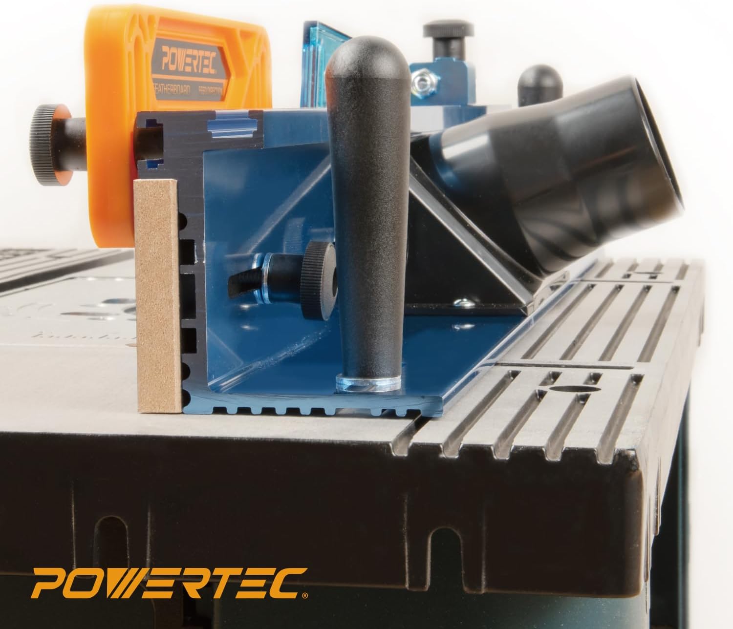 POWERTEC Router Table Fence System 3-3/8' Tall 24' Long w/Rail Coping Sled, Cutting Rail for End Grain Cutting Profiles. Ideal for Cabinet Door, Drawer Fronts for Woodworking Tools Jigs (71975)