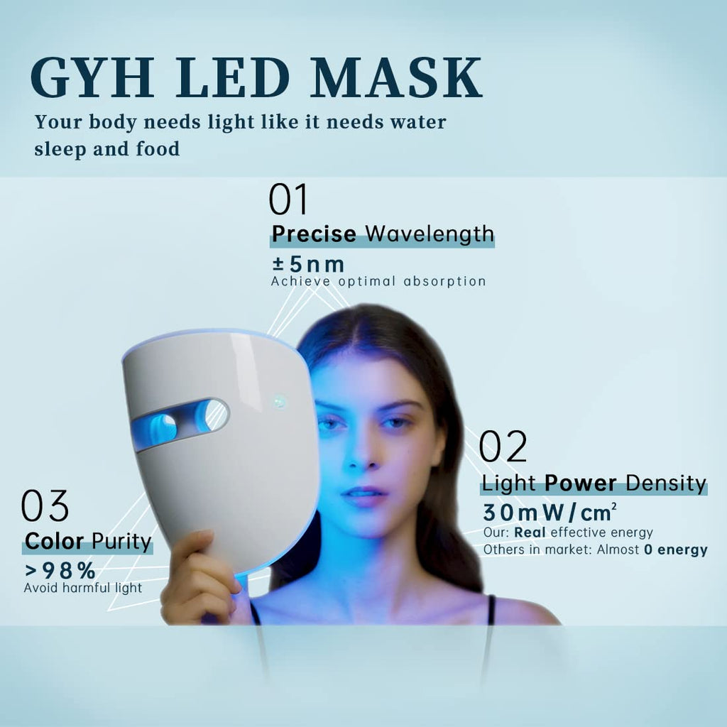 Led Face Mask Light Therapy, Red Light Therapy for Face, FSAHSA Eligible, Wireless High Dose Red, Infrared & Blue Light Therapy Mask for Skin Care, Anti-ageing Cloud-S (RB-014)