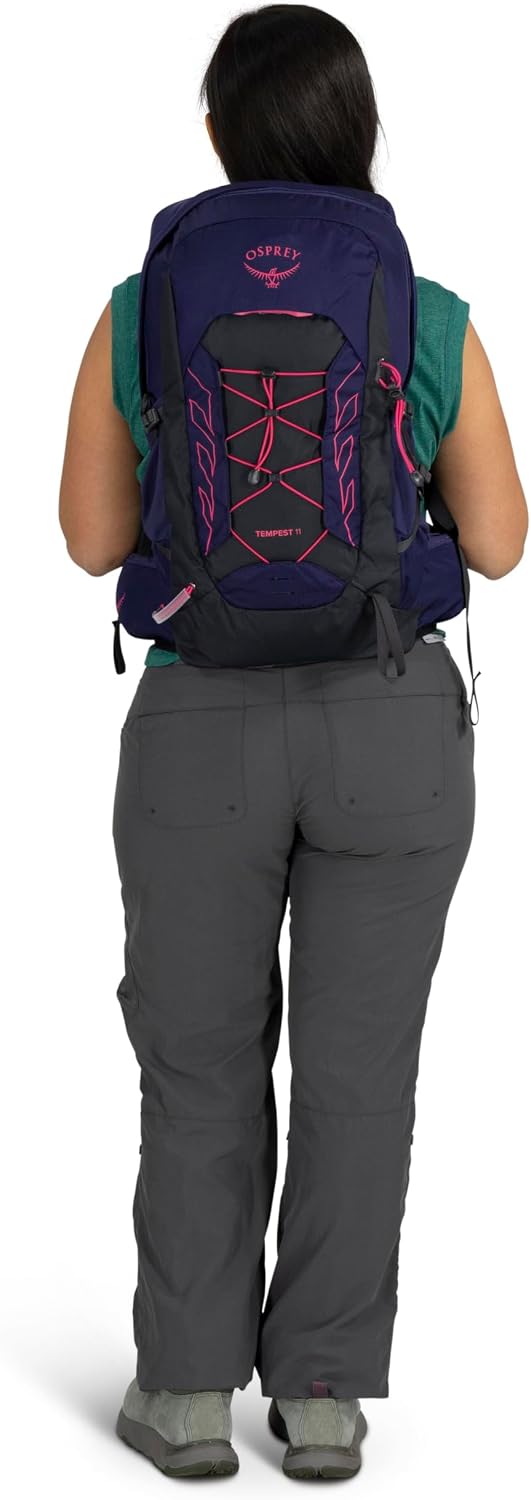 Osprey Tempest 11L Women's Lightweight Hiking Backpack - Small Daypack for Travel & Camping, Red Pampas/Coal Grey