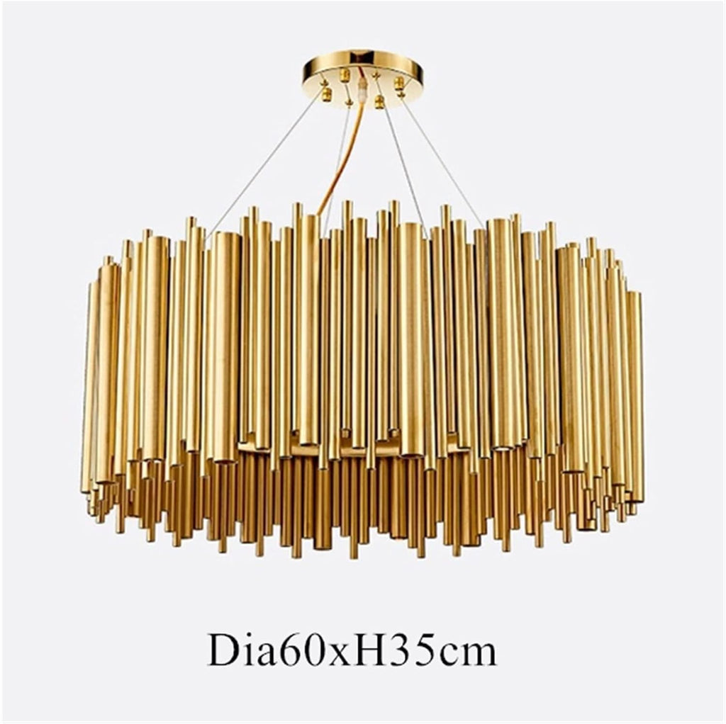 Modern Stainless Steel Chandelier Gold Round Tubes Lighting Luminaria Led,Chandeliers