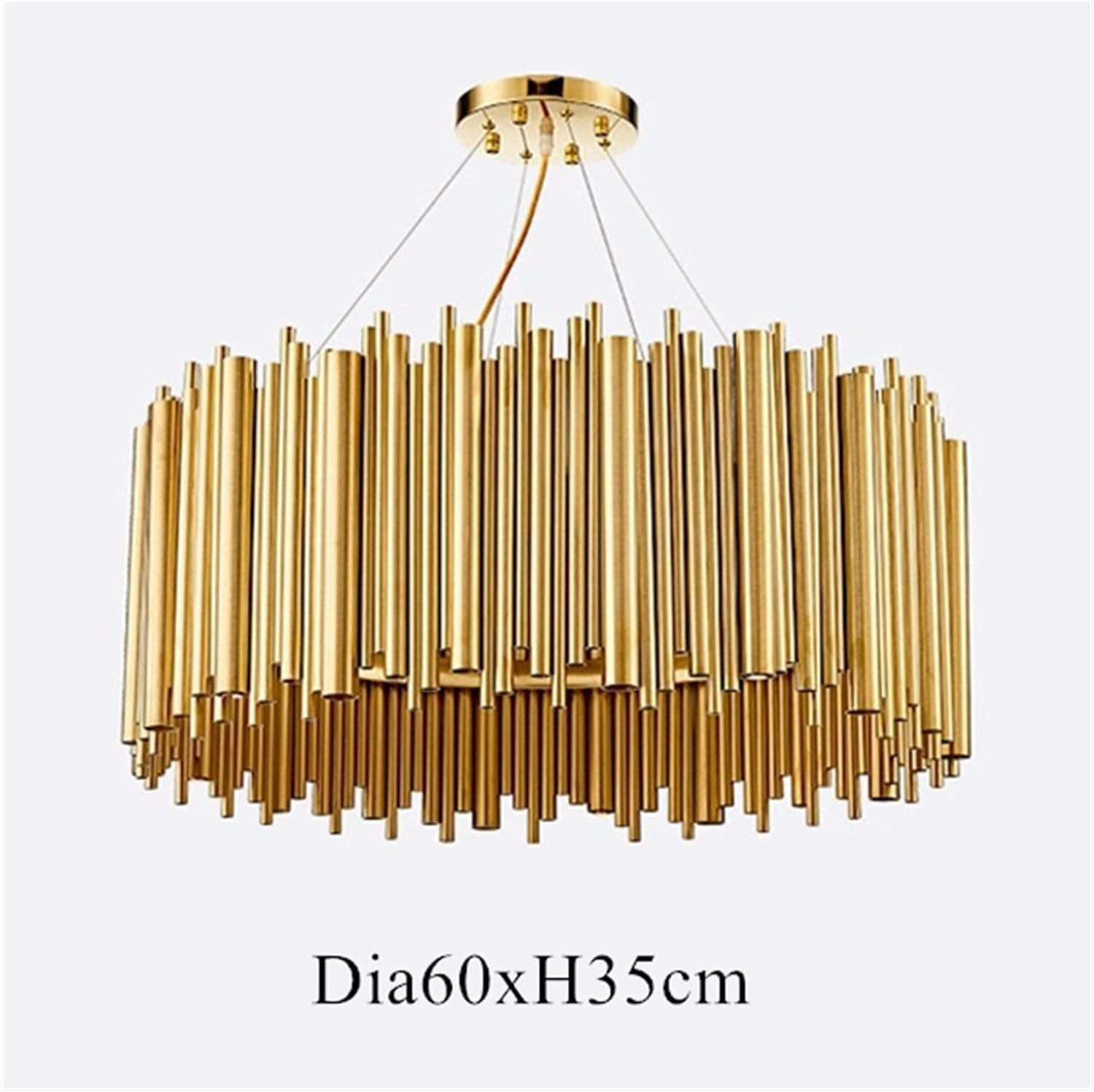 Modern Stainless Steel Chandelier Gold Round Tubes Lighting Luminaria Led,Chandeliers