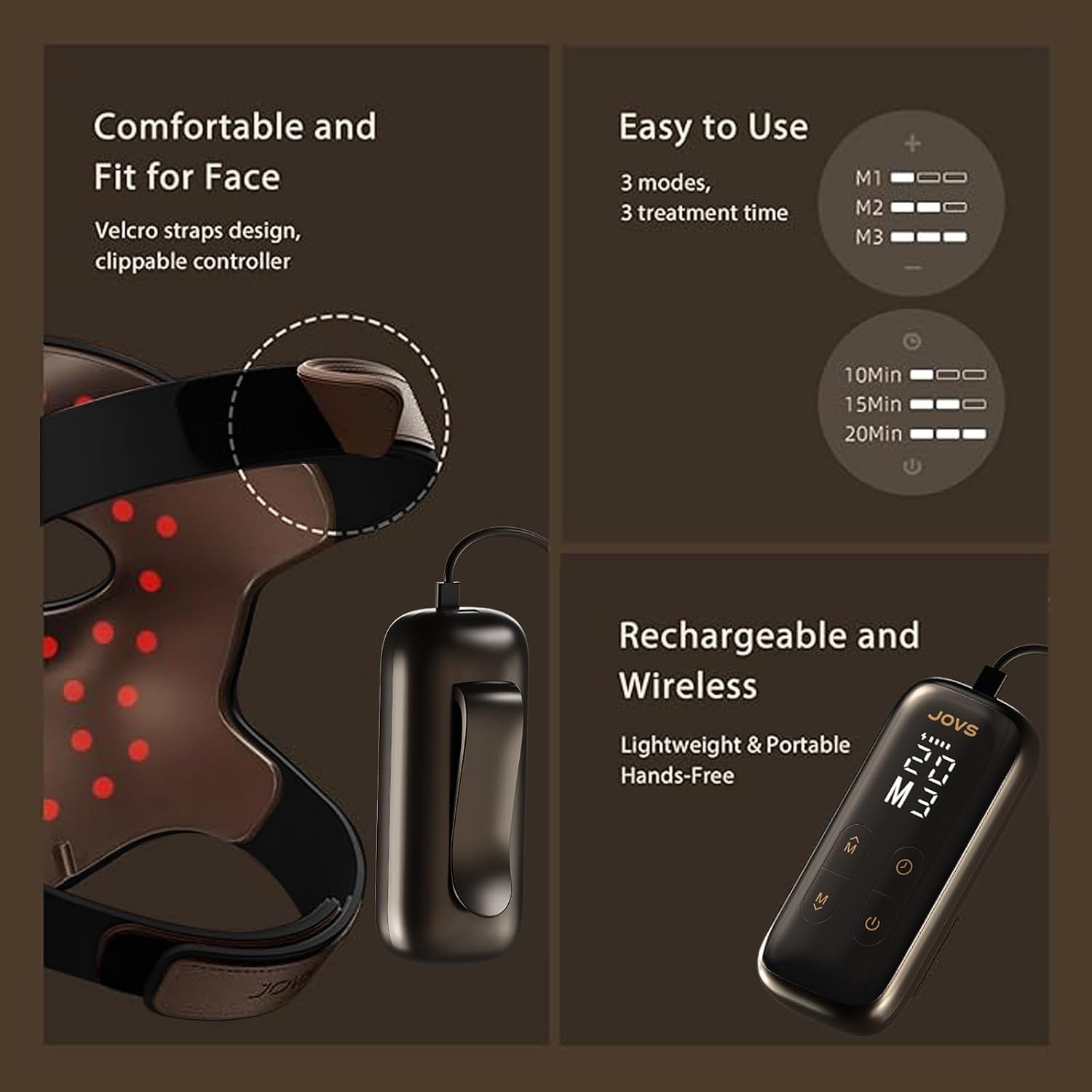 JOVS 4D Laser Light Therapy Mask, Black