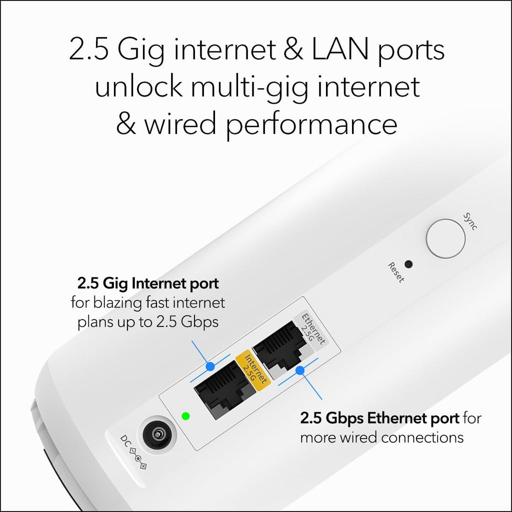 NETGEAR Orbi 370 Series Dual-Band WiFi 7 Mesh System for Home (RBE374) - Wireless Router (no Modem) + 3 Extenders, Security Features, 5 Gbps, Covers 8,000 sq.ft., 70 Devices, 2.5GB Port, BE5000