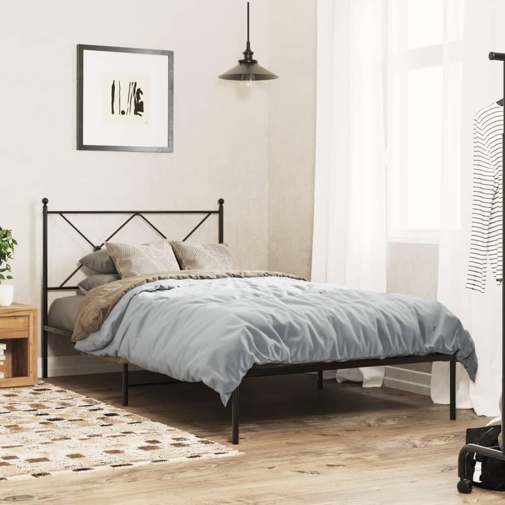 Heavy Duty Twin Bed Frame Black Powder-Coated Steel Platform Style with Underbed Storage Modern Rectangular Design for Bedroom Guest Room Solo Adults
