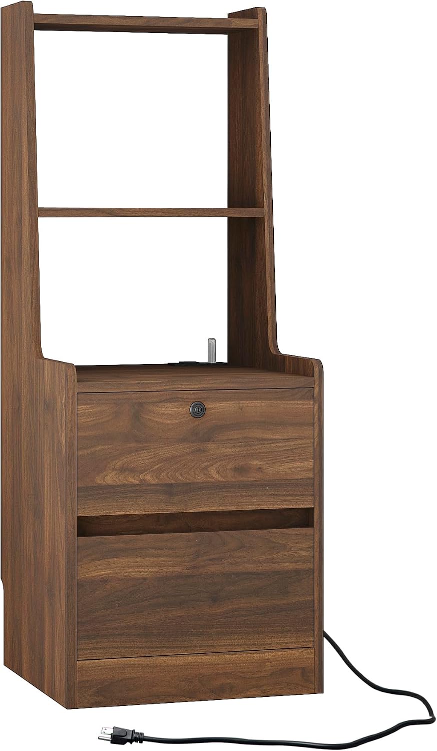 Gecheer Nightstands Set of 2 with Charging Station, Smart Nightstand with Night Light & Bookshelf, Modern Farmhouse Bedside Tables, Wooden Storage Cabinets for Bedroom, Living Room, Corridor