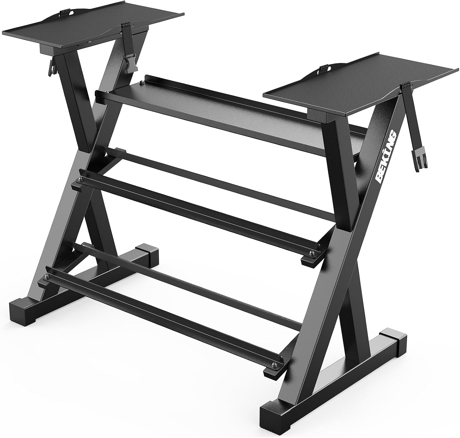 BEKING 3 Tier Dumbbell Rack,1000LB Capacity Weight Storage Rack for Home Gym Fitness,Multifunctional Free Weight Organizer Stand for Dumbbells, Kettlebells,Compact Design Save Floor Space
