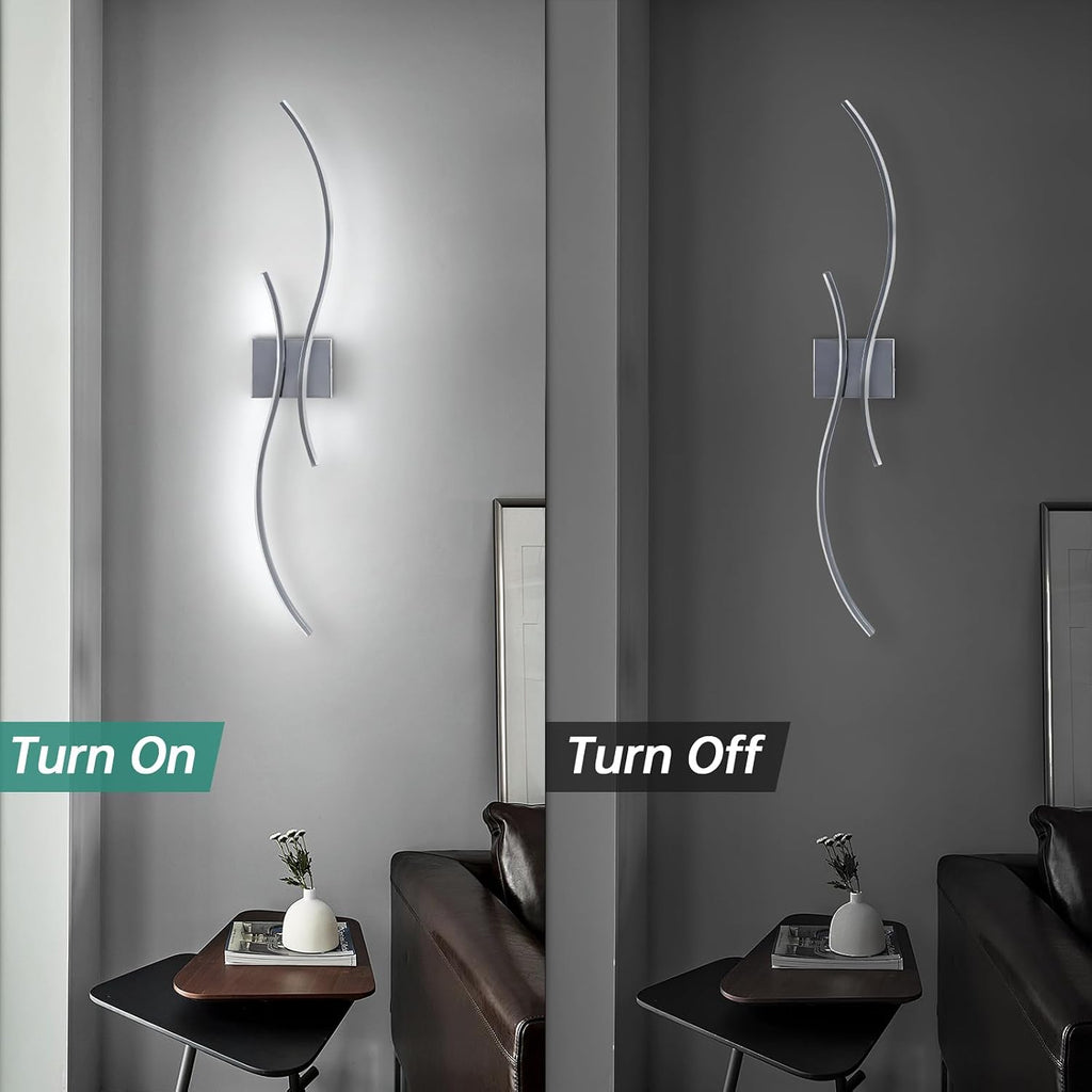 CANEOE Modern Led Wall Light, 39inch Chrome Indoor Led Wall Sconce Lighting, Bathroom Vanity Light Fixtures Over Mirror for Living Room Hallway Bedroom Bedside Wall Lamp (Chrome,6000K,2 Packs)