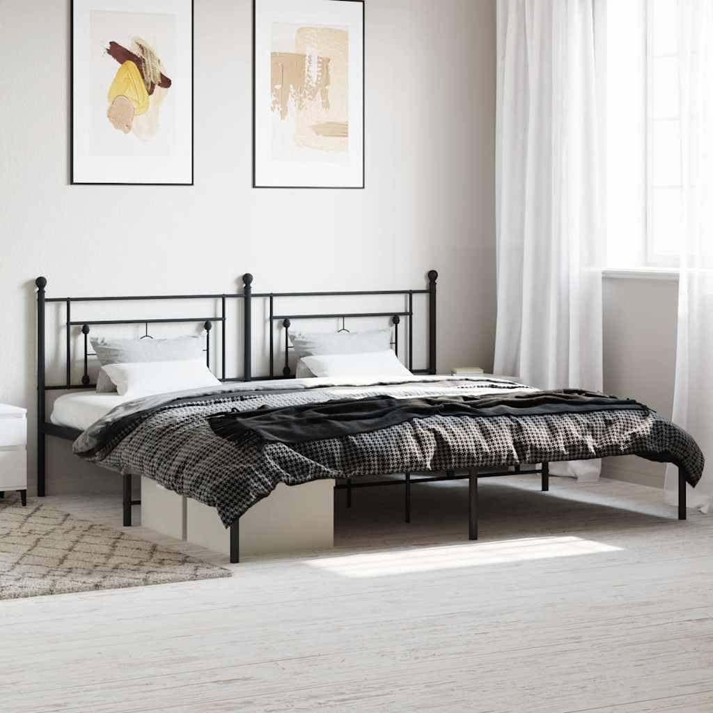 Metal Bed Frame with Headboard King Size Black Steel Platform Bed Frame with Underbed Storage Space for Bedroom Furniture
