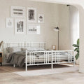 White Steel Double Bed Frame Rectangular Heavy-Duty Metal Platform with Breathable Design, Sturdy Construction and Versatile Style, 78.0 in x 81.5 in x 35.4 in Dimensions