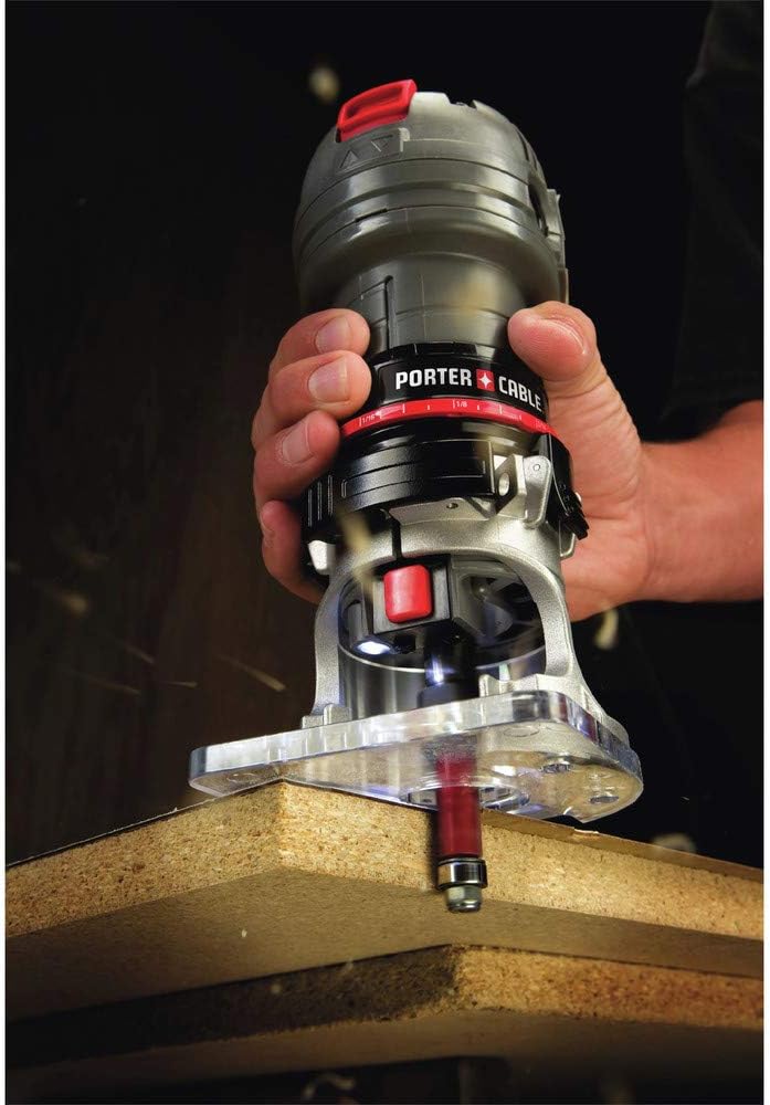 PORTER-CABLE Porter Cable Router, Variable Speed, 1/4-Inch Laminate Trimmer, 5.6-Amp (PCE6435)