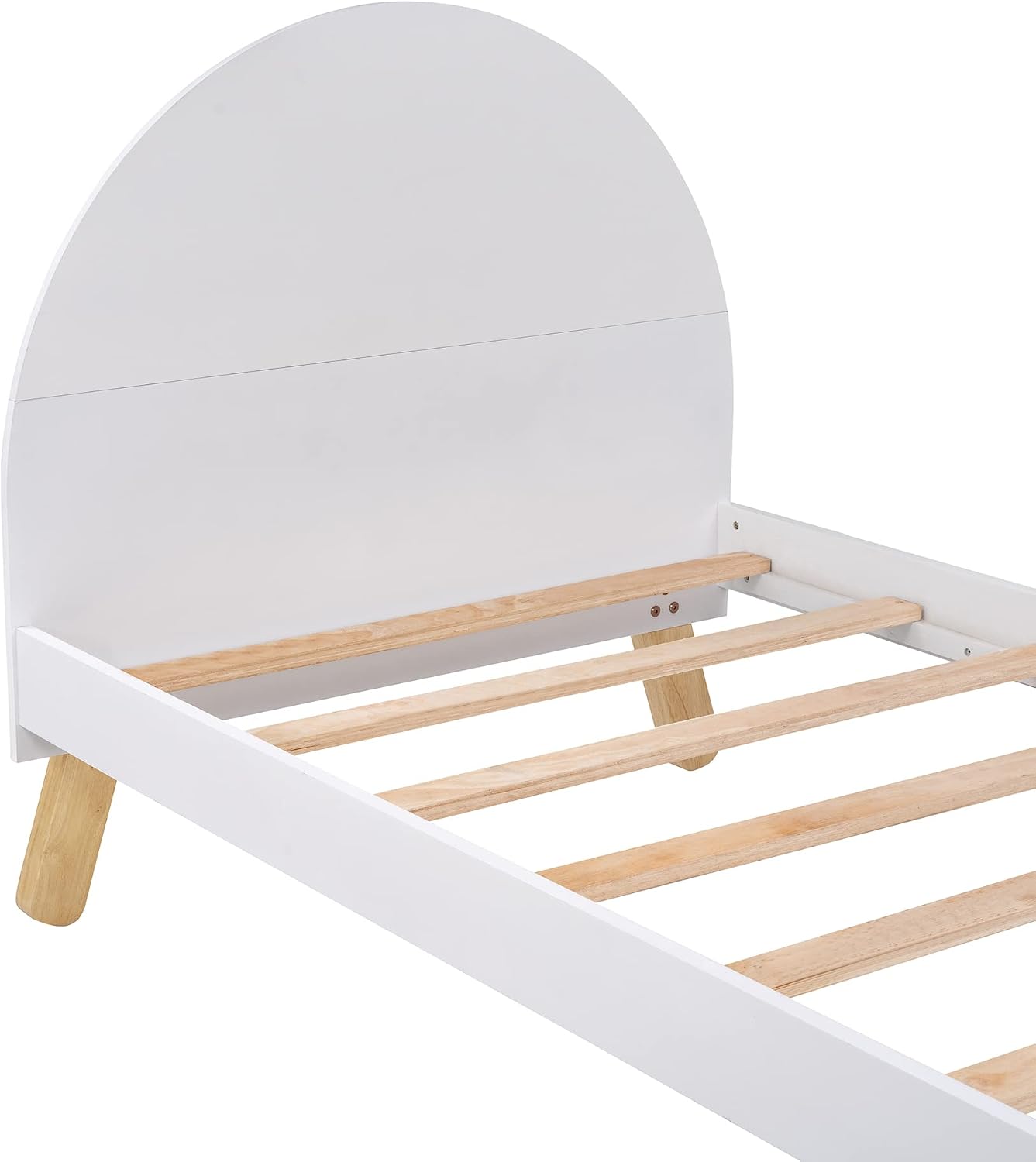 Generic 3 s Bedroom Sets Twin Size Platform Bed with Nightstand and Wardrobe,White+Pink
