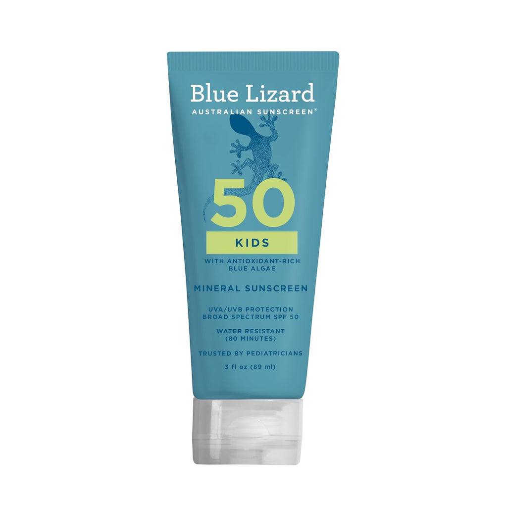 Blue Lizard Kids Mineral SPF 50 Sunscreen Lotion, 100% Mineral, Children's Sunscreen, Water-Resistant Formula, Paraben-Free, Fragrance-Free, 3 fl oz (Pack of 12)