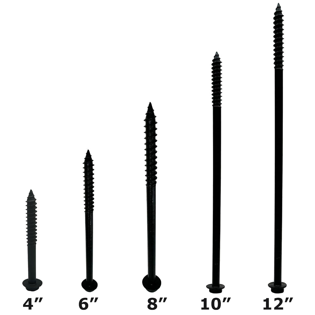 (100) 3/8' X 4' Black Hex Head Lag Wood Screws, Heavy Duty lag Bolts for Timber, Tree Houses, Fences by BRAUNY BOY HARDWARE -Qty 100