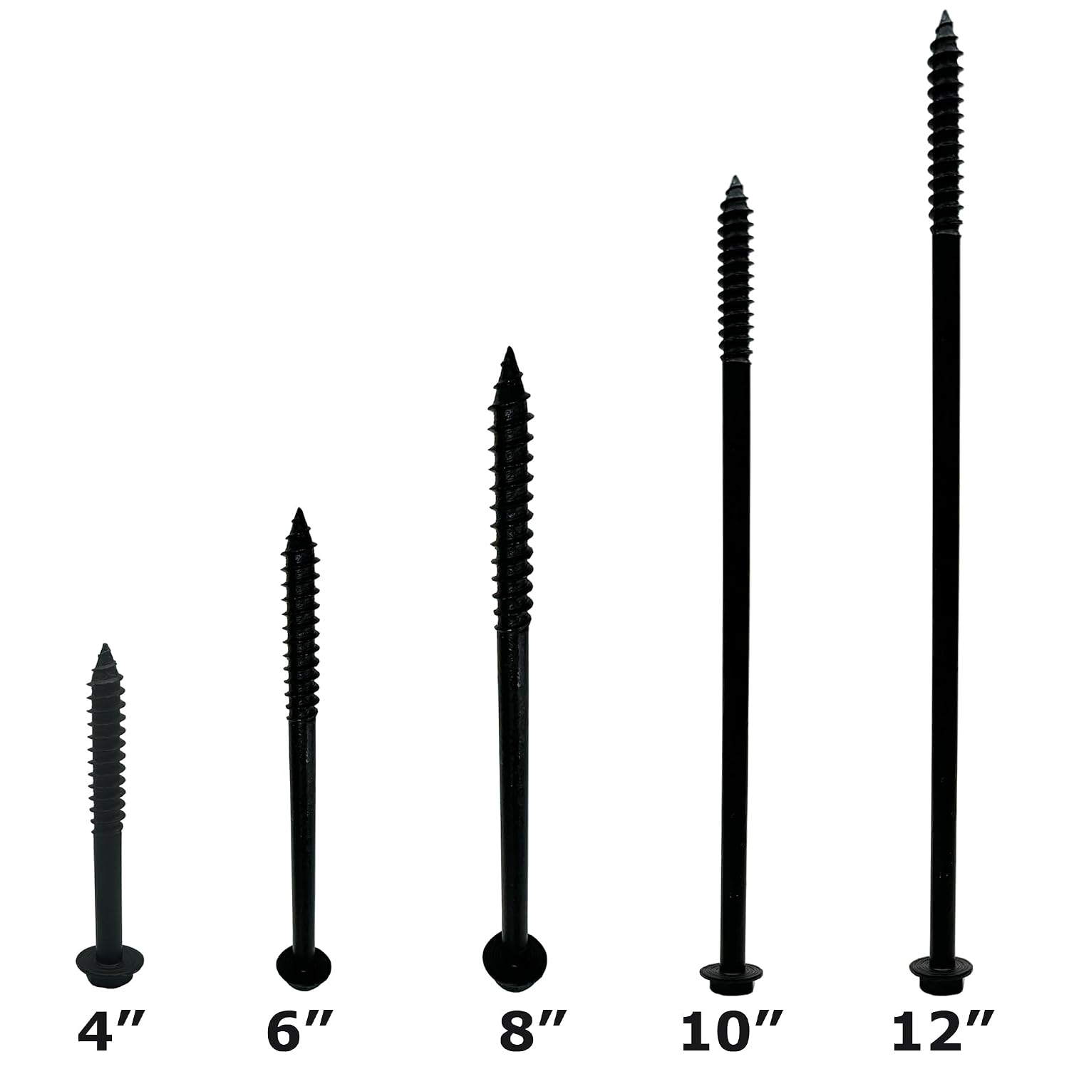 (100) 3/8' X 4' Black Hex Head Lag Wood Screws, Heavy Duty lag Bolts for Timber, Tree Houses, Fences by BRAUNY BOY HARDWARE -Qty 100