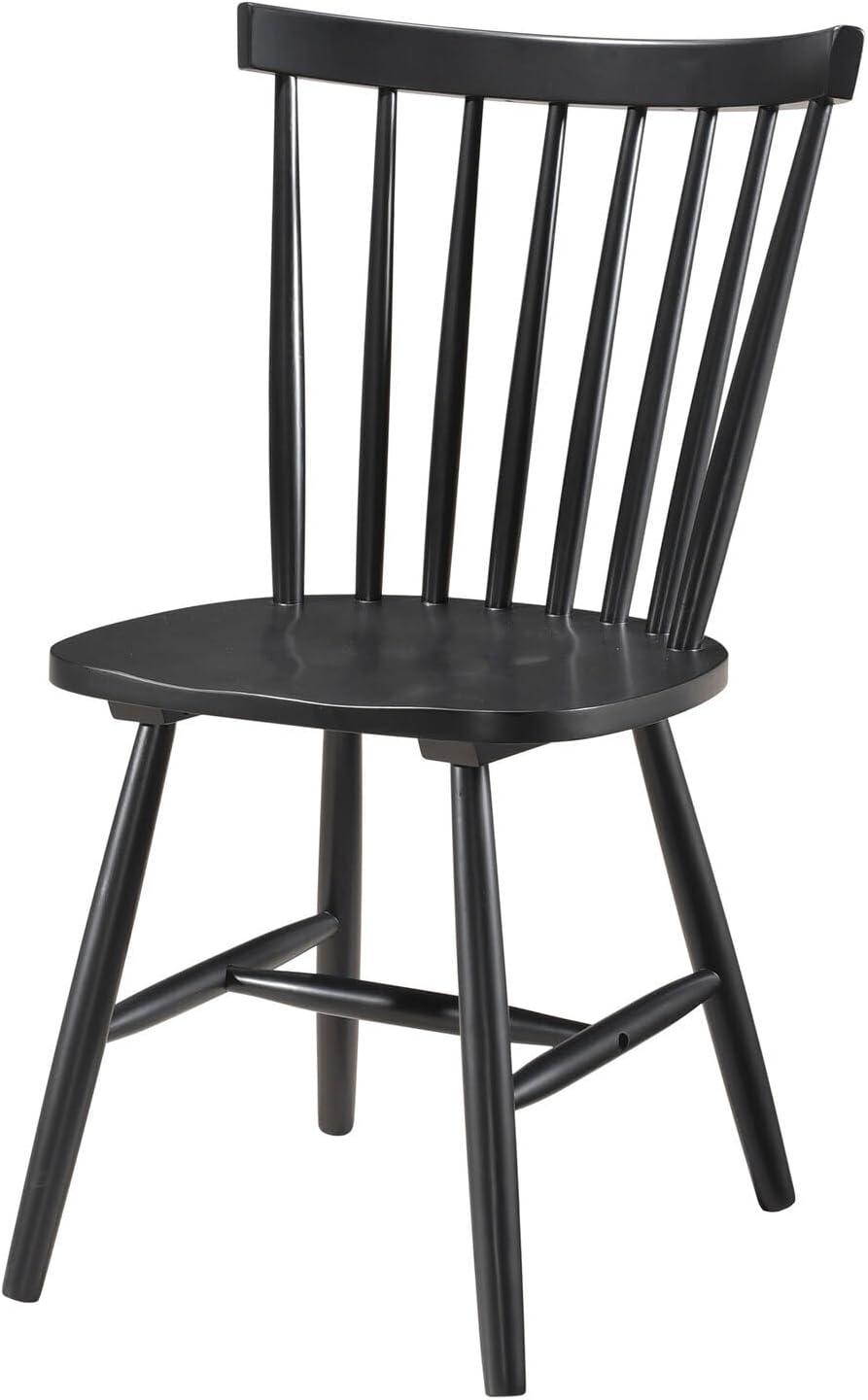 HomeStock Wood Dining Chairs Set of 2 Black Finish Kitchen Side Chairs