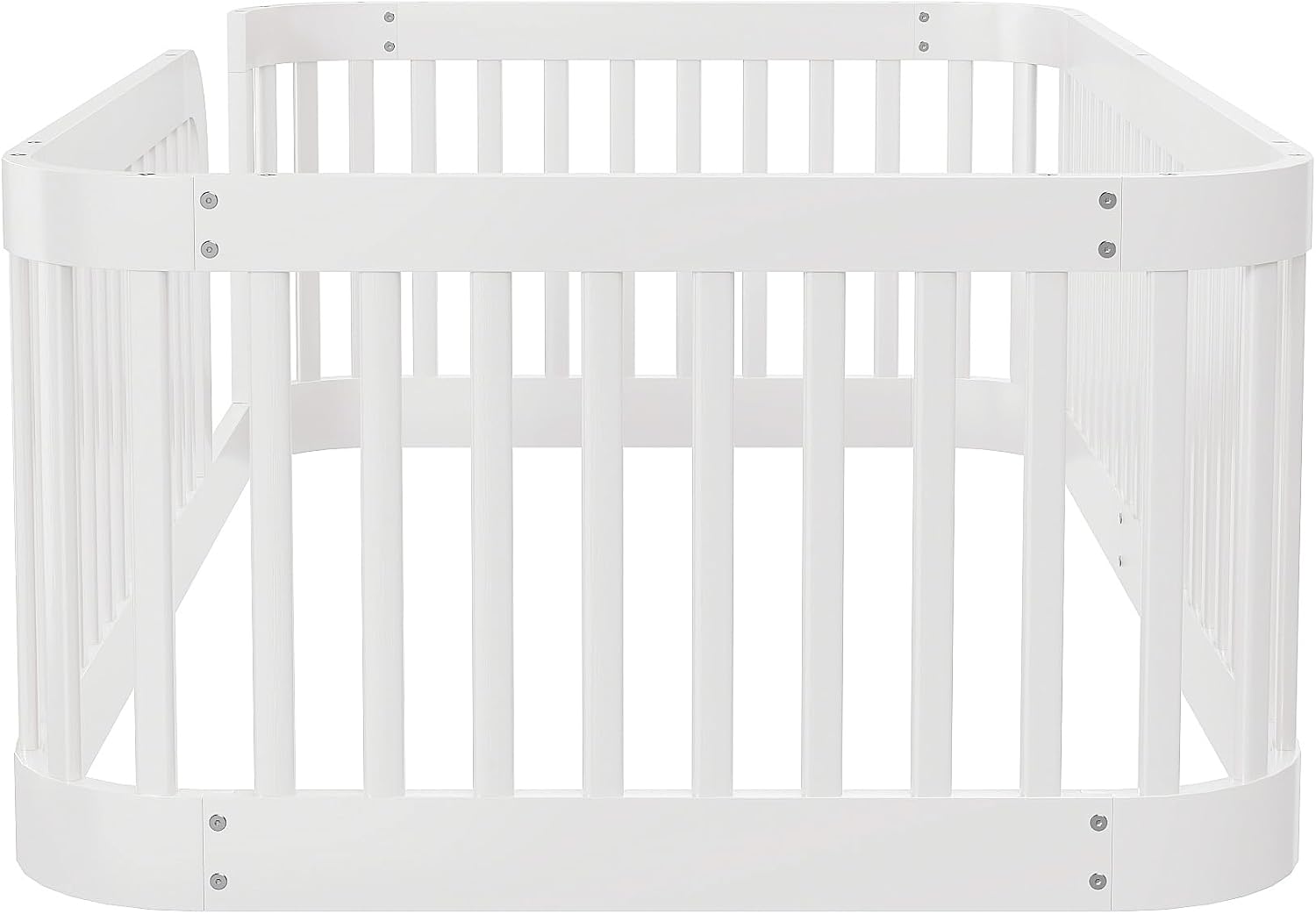 Floor Bed with No Slat, Wood Platform Bed Frame with Fence for Bedroom,No Needed Box Spring (White, Twin)