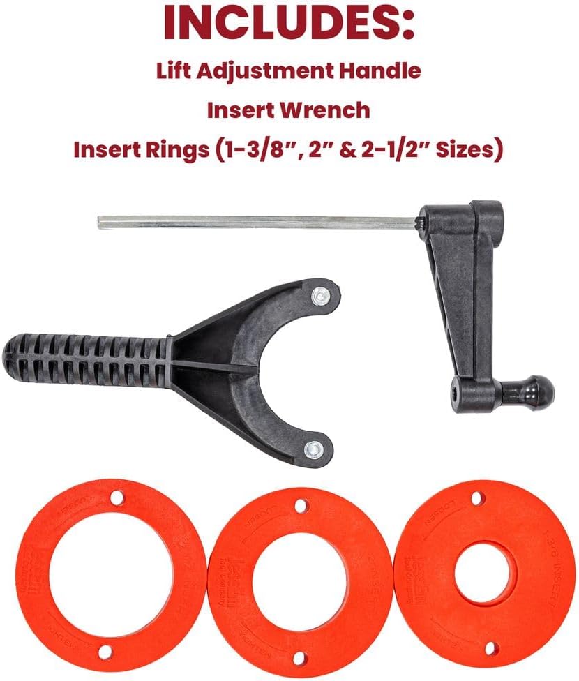 JessEm Rout-R-Lift 3.5XT Router Lift System – Heavy-Duty Aluminum with Phenolic Top Plate – Precision Height Adjustment – Easy Installation with Twist Lock Inserts and Above-The-Table Bit Changes